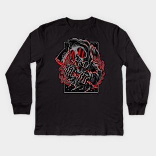 Reaper Scythe Smoke Red Kids Long Sleeve T-Shirt